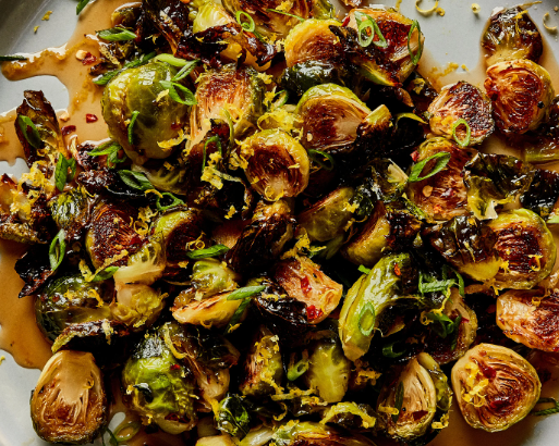 Charred Brussels Sprouts with Red Chile Honey Glaze – #1 Ranked New Mexico Salsa & Chile Powder | Ma