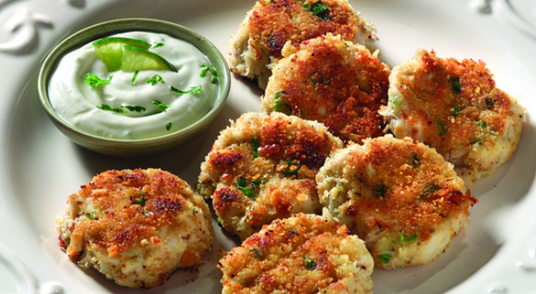 Green Chile Crab Cakes with Salsa Verde