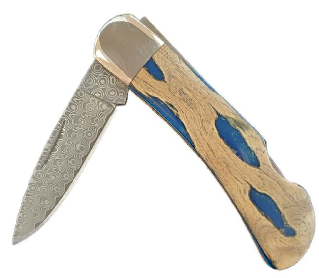 3 Inch Damascus Folding Knife Blue Cholla-#1 Ranked New Mexico Salsa &amp; Chile Powder | Made in New Mexico