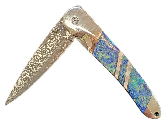 4 Inch Damascus Azurite Liner Lock Knife-#1 Ranked New Mexico Salsa &amp; Chile Powder | Made in New Mexico