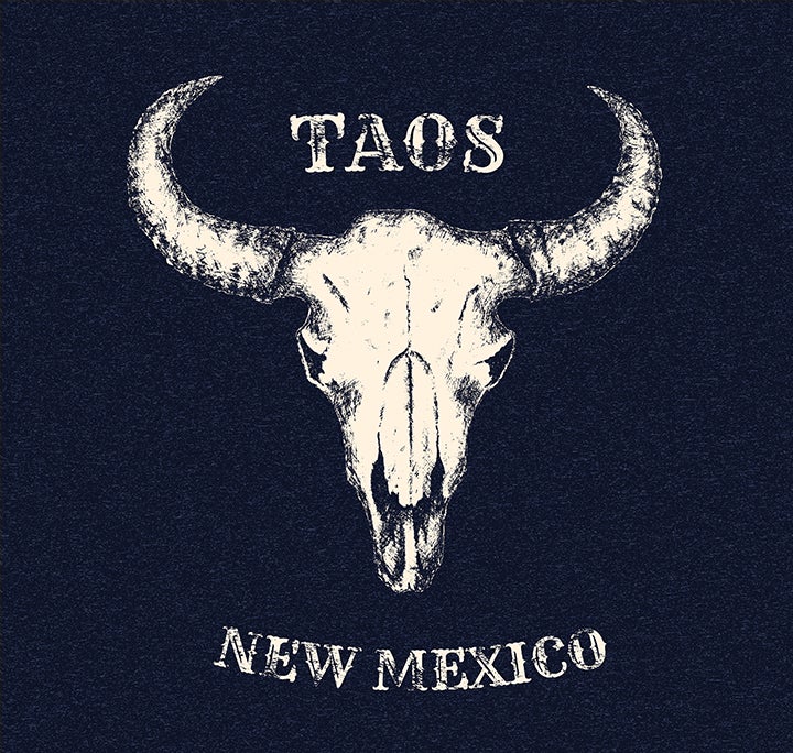 Buffalo Skull Taos Tee Blue-#1 Ranked New Mexico Salsa &amp; Chile Powder | Made in New Mexico