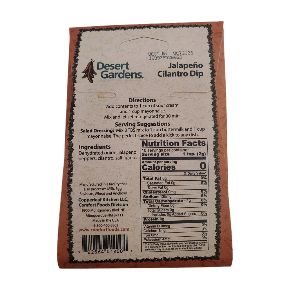Desert Gardens Jalapeno Cilantro Dip Mix-#1 Ranked New Mexico Salsa & Chile Powder | Made in New Mexico