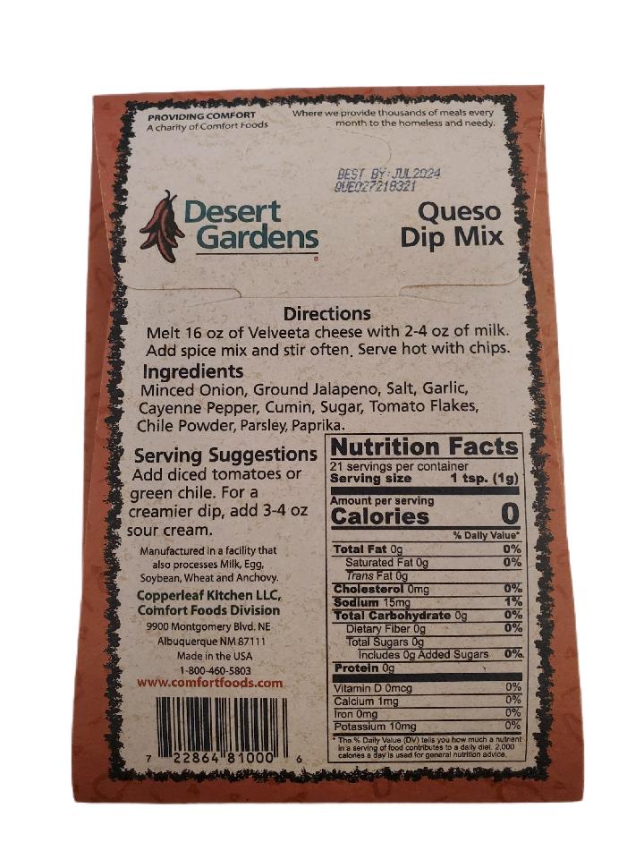 Desert Gardens Queso Dip Mix-#1 Ranked New Mexico Salsa &amp; Chile Powder | Made in New Mexico