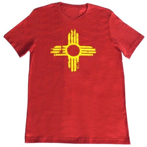 Distressed Red Zia Symbol Tee-#1 Ranked New Mexico Salsa &amp; Chile Powder | Made in New Mexico