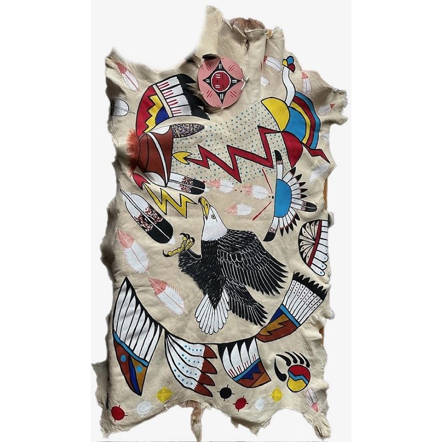 Eagle Antelope Hide Painting by Joseph Toledo-#1 Ranked New Mexico Salsa & Chile Powder | Made in New Mexico