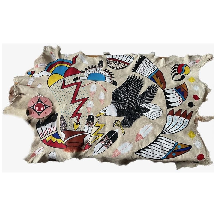 Eagle Antelope Hide Painting by Joseph Toledo-#1 Ranked New Mexico Salsa & Chile Powder | Made in New Mexico