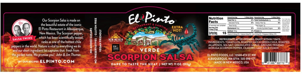 El Pinto Verde Scorpion Salsa-#1 Ranked New Mexico Salsa &amp; Chile Powder | Made in New Mexico