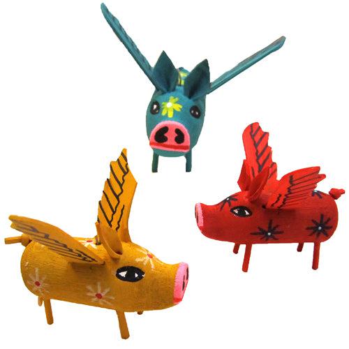 Folkart Flying Pig Ornament-#1 Ranked New Mexico Salsa & Chile Powder | Made in New Mexico