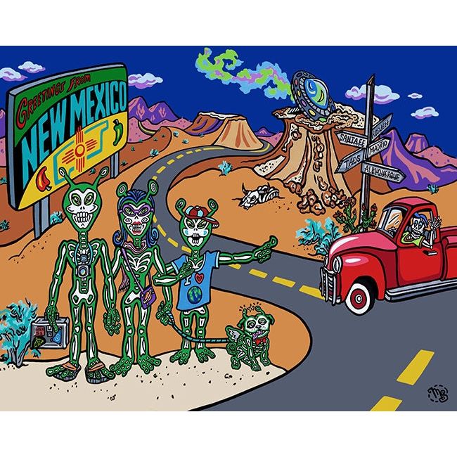 Greetings from New Mexico Giclee 50" x 30"-#1 Ranked New Mexico Salsa & Chile Powder | Made in New Mexico