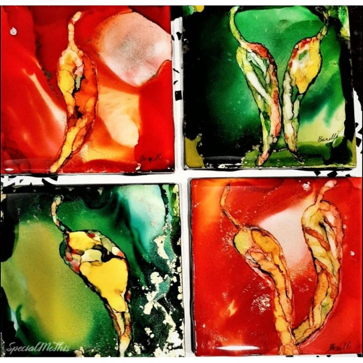 Hand Painted Chile Coasters-#1 Ranked New Mexico Salsa & Chile Powder | Made in New Mexico