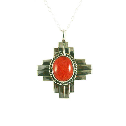 Orange Shell-Coral ''Zia'' Necklace-#1 Ranked New Mexico Salsa & Chile Powder | Made in New Mexico