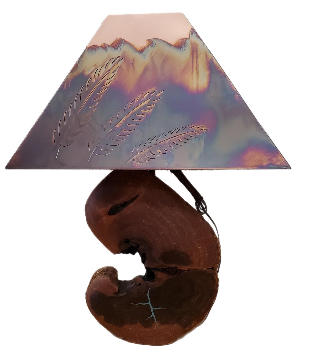 Lámparas de mezquite con incrustaciones de color turquesa Pluma: 5X grande