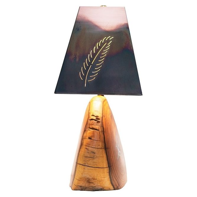 Turquoise Inlaid Mesquite Lamps Feather: Large-#1 Ranked New Mexico Salsa & Chile Powder | Made in New Mexico