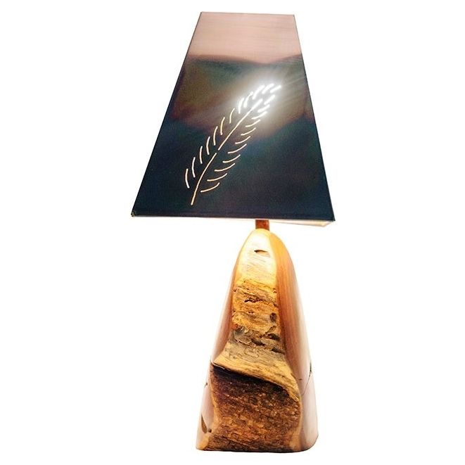 Turquoise Inlaid Mesquite Lamps Feather: Small-#1 Ranked New Mexico Salsa & Chile Powder | Made in New Mexico