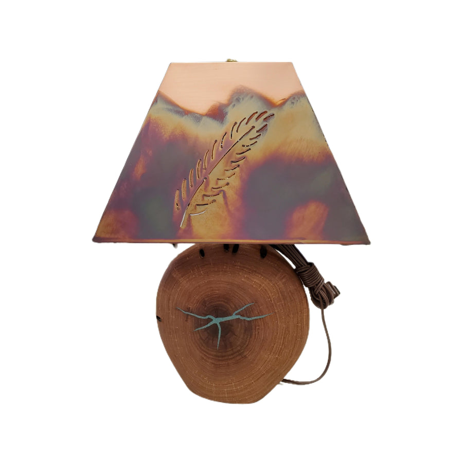 Turquoise Inlaid Mesquite Lamps Feather: Small-#1 Ranked New Mexico Salsa & Chile Powder | Made in New Mexico