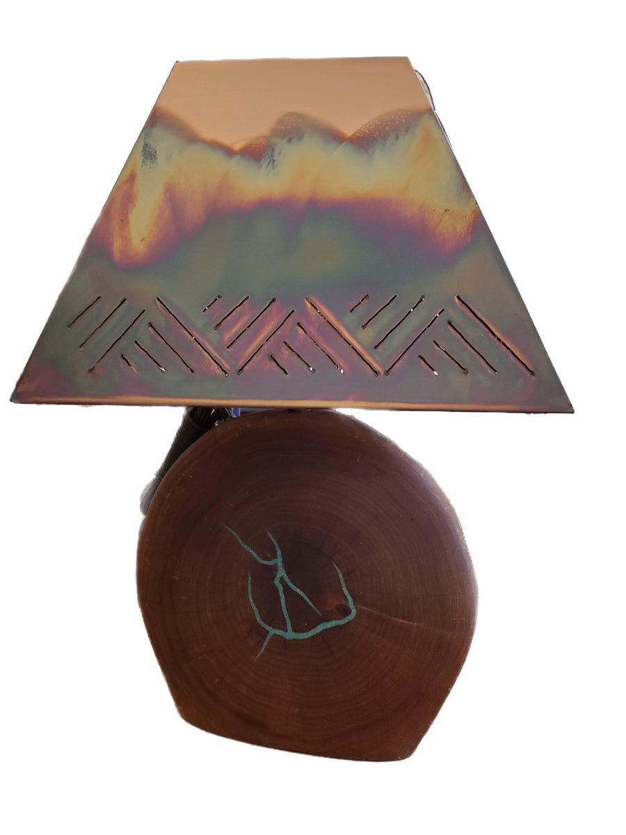 Turquoise Inlaid Mesquite Lamps: Small-#1 Ranked New Mexico Salsa &amp; Chile Powder | Made in New Mexico