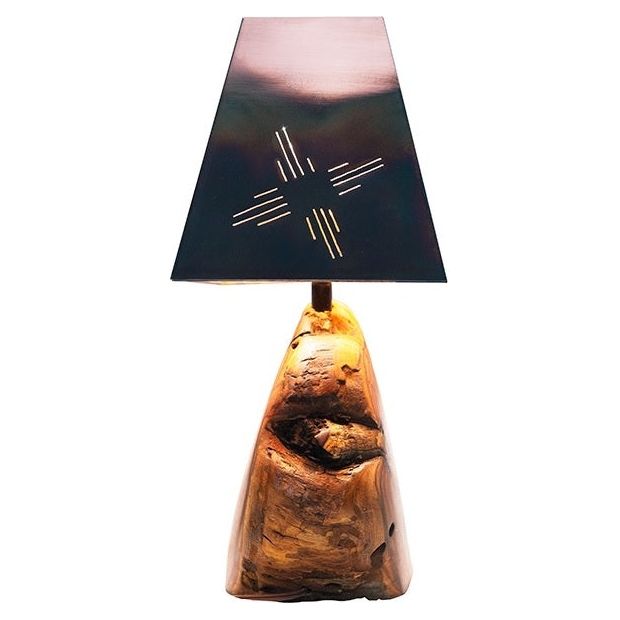 Turquoise Inlaid Mesquite Lamps Zia: Medium-#1 Ranked New Mexico Salsa & Chile Powder | Made in New Mexico