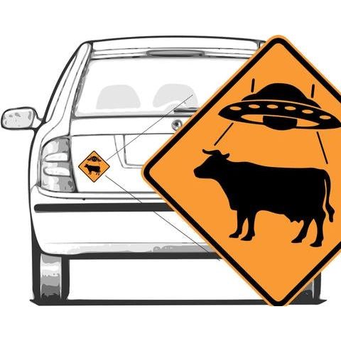 UFO Cow Crossing Sticker-#1 Ranked New Mexico Salsa & Chile Powder | Made in New Mexico