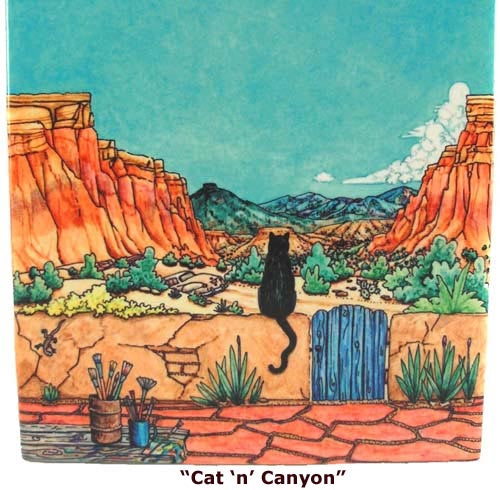 Whimsical Tiles: Cat 'n' Canyon Tile-#1 Ranked New Mexico Salsa &amp; Chile Powder | Made in New Mexico
