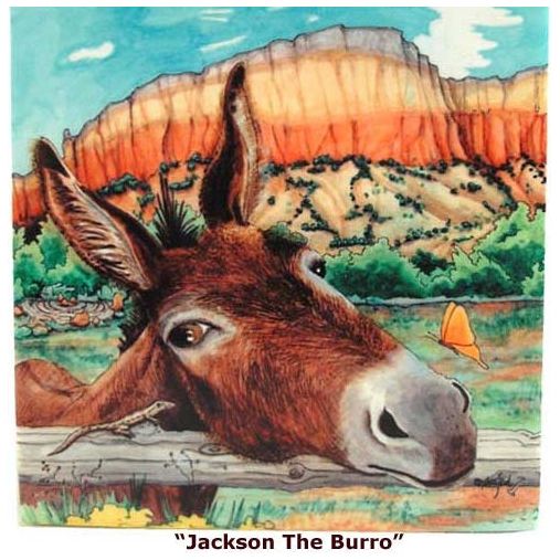 Whimsical Tiles: Jackson the Burro Tile-#1 Ranked New Mexico Salsa & Chile Powder | Made in New Mexico