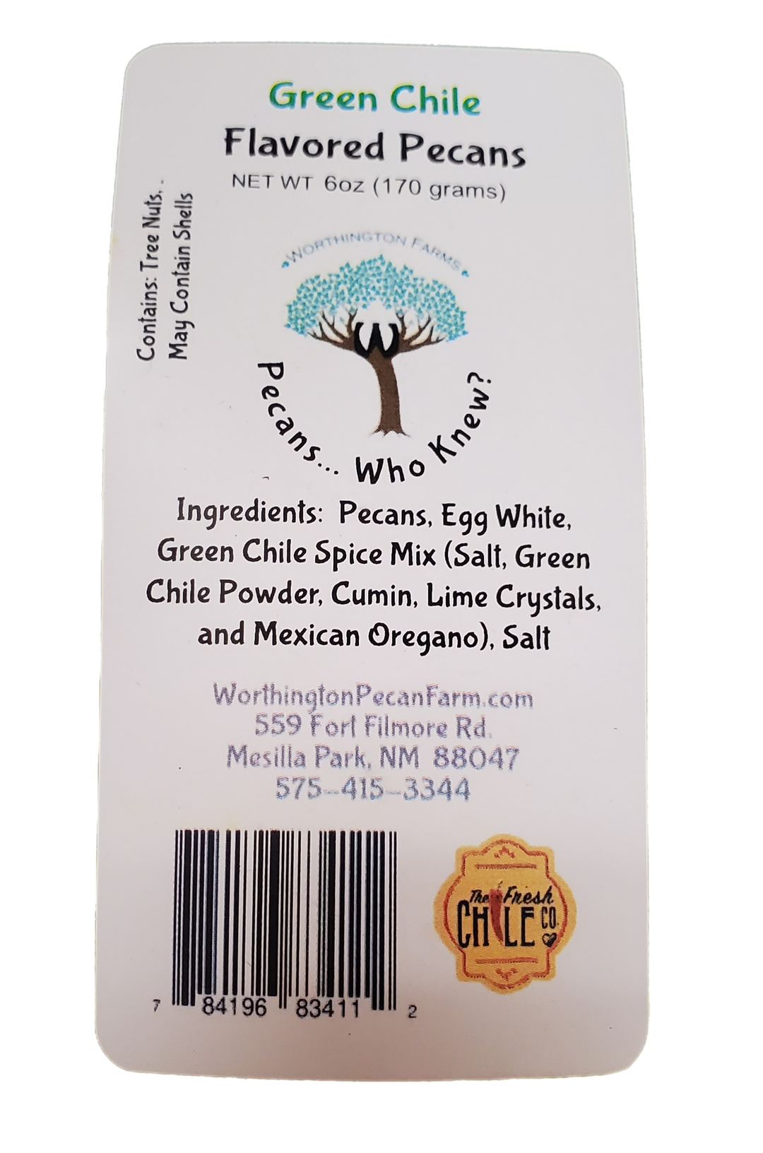 Lata de regalo de nueces pecanas con sabor a chile verde de Worthington Farms