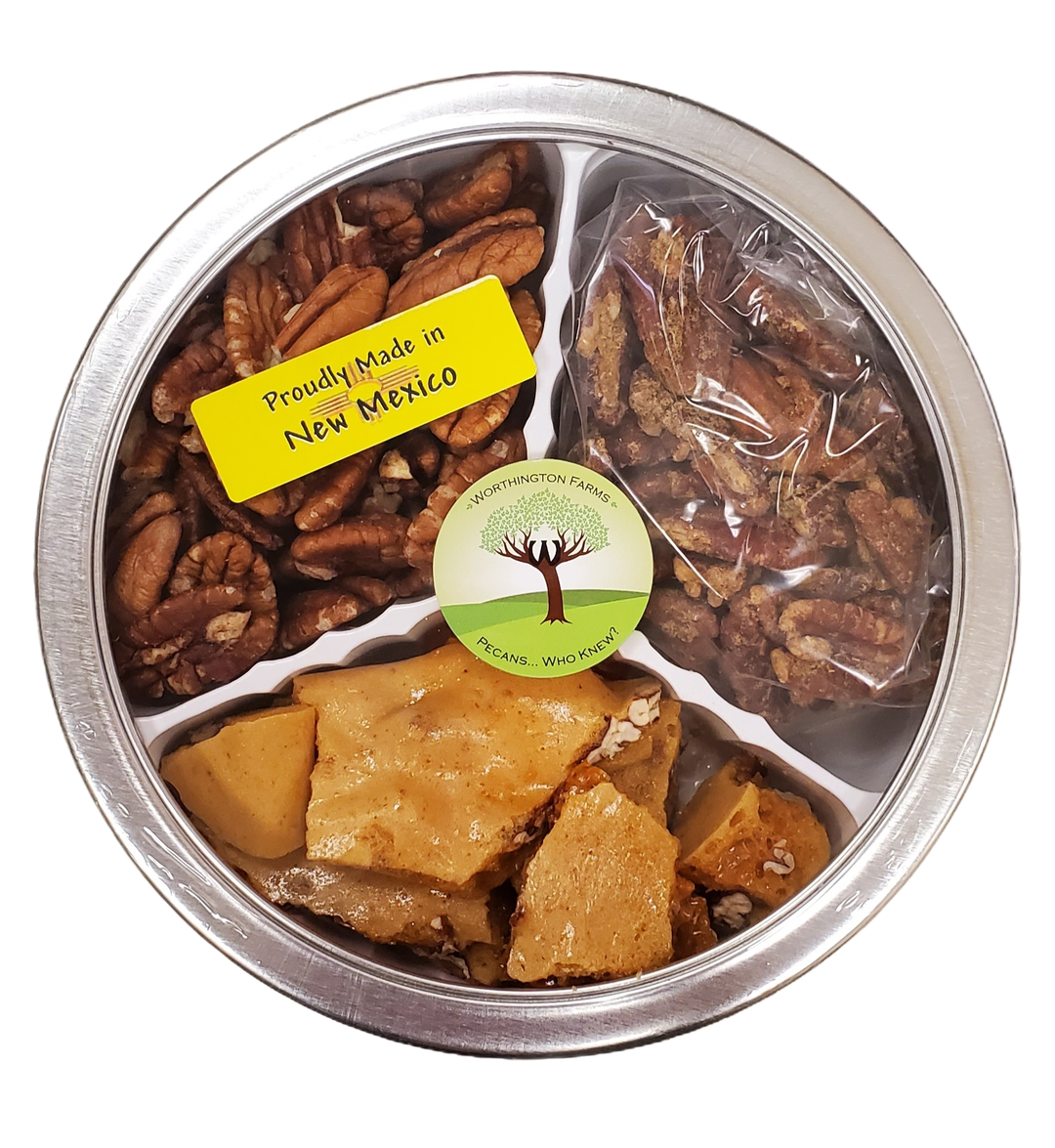 Lata de regalo de nueces pecanas con sabor a chile verde de Worthington Farms