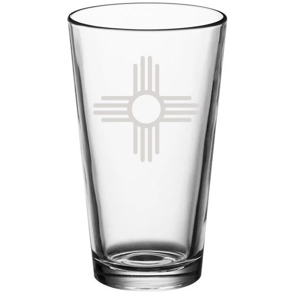Zia Etched Pint Glass-#1 Ranked New Mexico Salsa & Chile Powder | Made in New Mexico