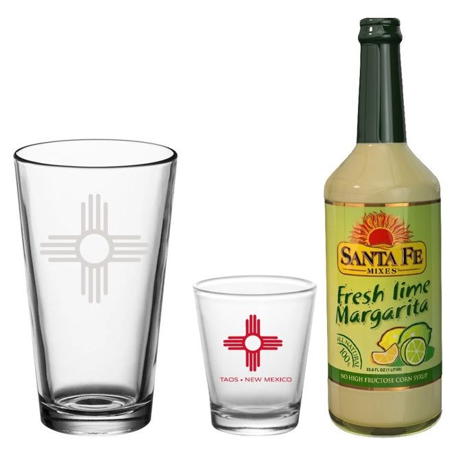 Zia Margarita Glass Bundle-#1 Ranked New Mexico Salsa & Chile Powder | Made in New Mexico