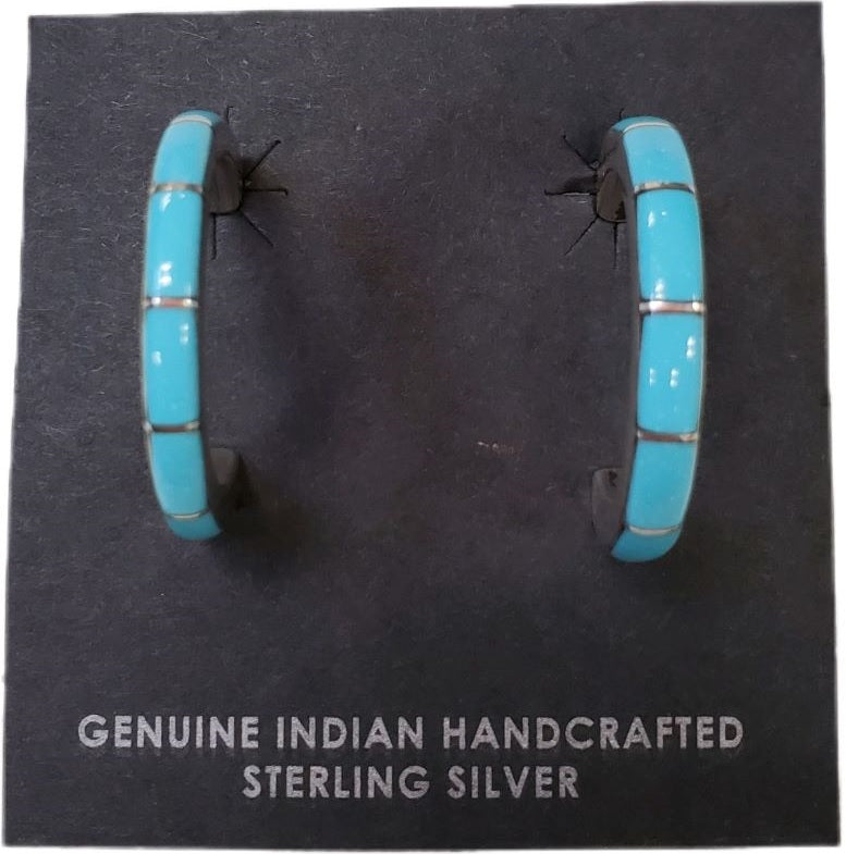 Zuni Turquoise 3/4 Open Hoop Earring-#1 Ranked New Mexico Salsa &amp; Chile Powder | Made in New Mexico