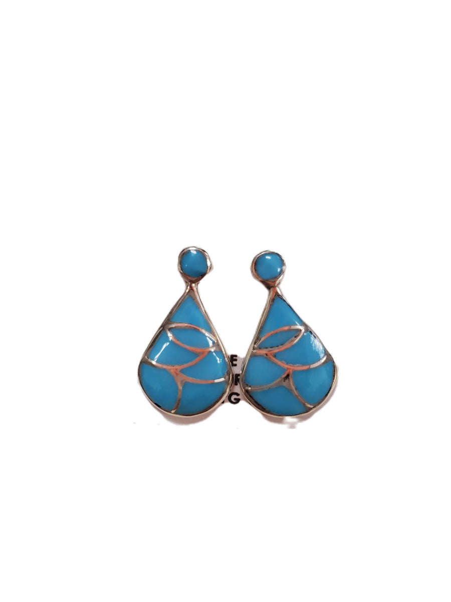 Zuni Turquoise Tear Drop Earring-#1 Ranked New Mexico Salsa &amp; Chile Powder | Made in New Mexico