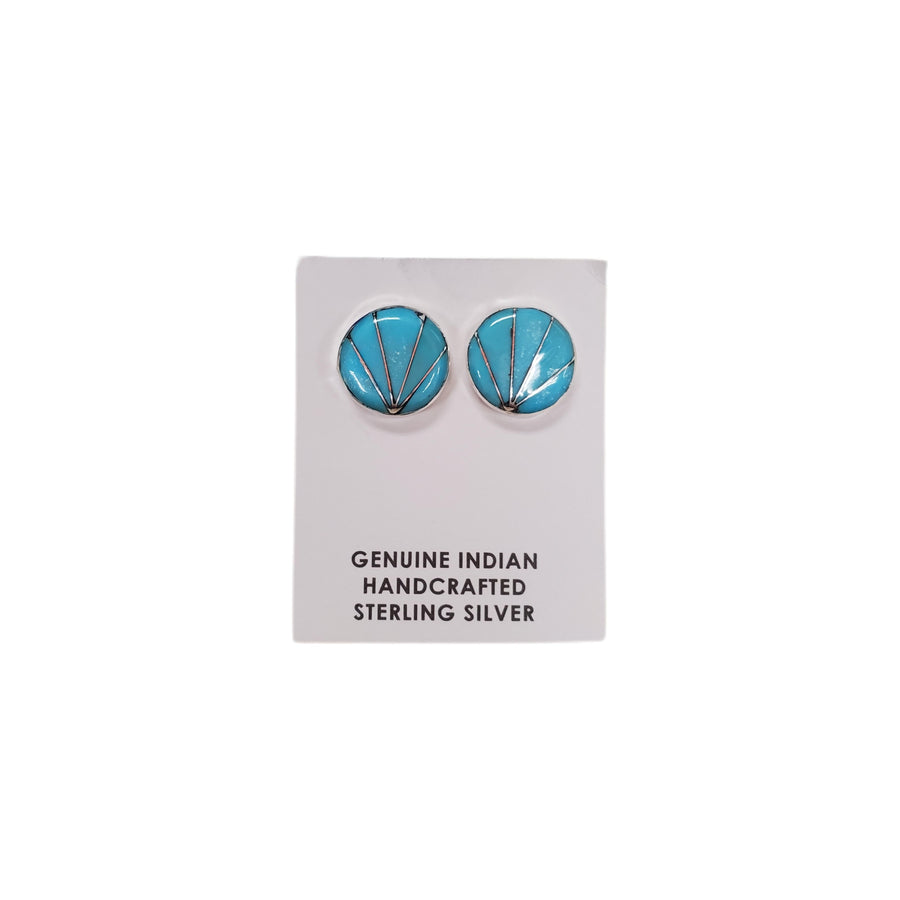 Zuni Turquoise round stud earring-#1 Ranked New Mexico Salsa & Chile Powder | Made in New Mexico