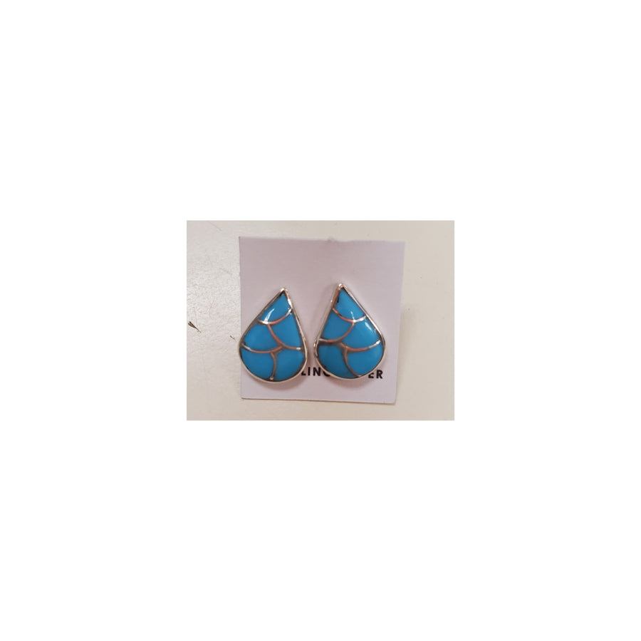 Zuni Turquoise tear drop stud earring-#1 Ranked New Mexico Salsa & Chile Powder | Made in New Mexico