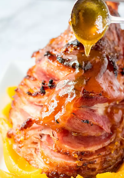 Hot Honey Peach Slow Cooker Ham