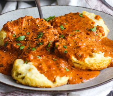Biscuits and Red Chile Chorizo Gravy