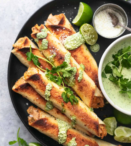 Chicken Taquitos with Green Chile Dip