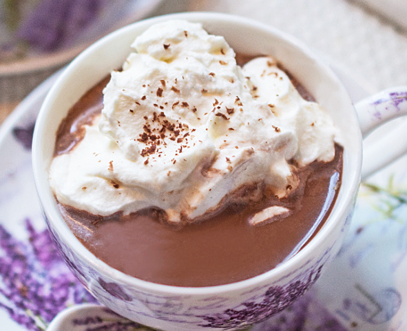 BEST LAVENDER HOT CHOCOLATE WITH CREAM RECIPE