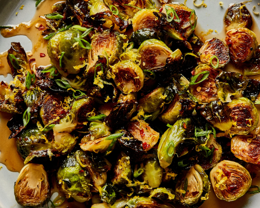 Charred Brussels Sprouts with Red Chile Honey Glaze