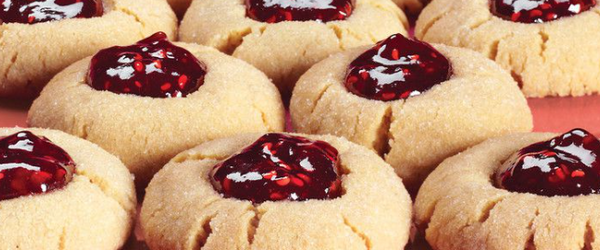 Peanut Butter and Raspberry Jam Cookies