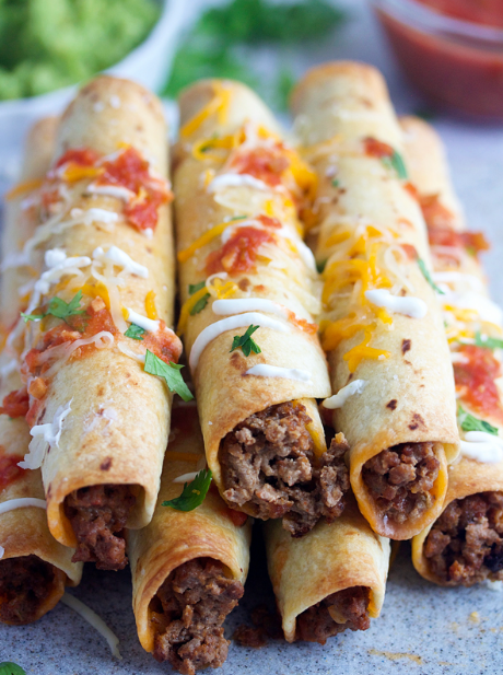 Baked Green Chile Beef Taquitos
