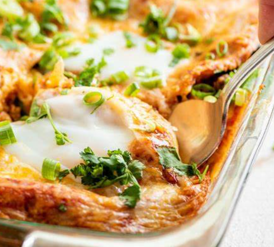 Christmas Style Breakfast Enchilada Casserole