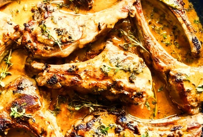 Lamb Chops with Green Chile Mustard Sauce