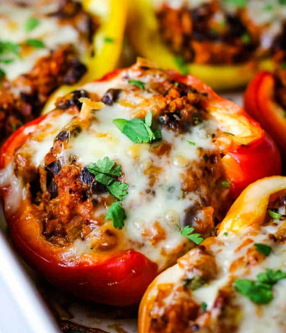 Red and Green Chile Stuffed Peppers