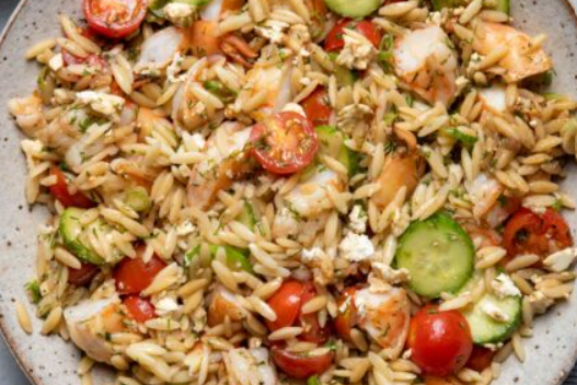 Shrimp and Pasta Salad with Green Chile Mustard Dressing