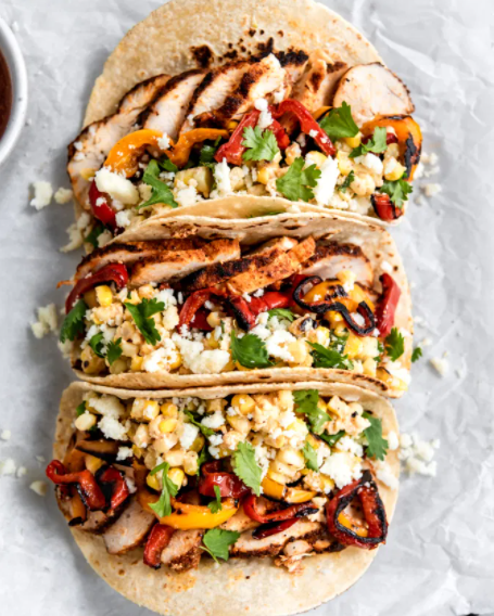 Hatch Green Chile and Chicken Tacos with Mexican Corn