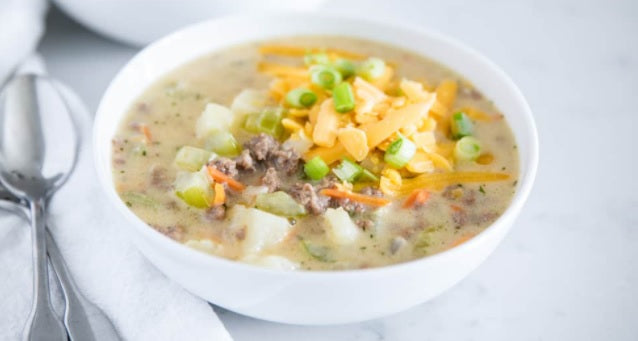 Green Chile Cheeseburger Soup