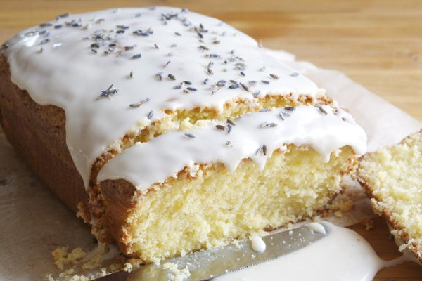 Lemon Vanilla Pound Cake with Lavender Glaze