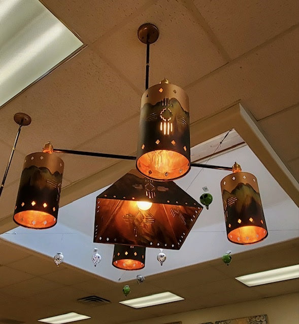 5 Light Copper Chandelier-#1 Ranked New Mexico Salsa &amp; Chile Powder | Made in New Mexico