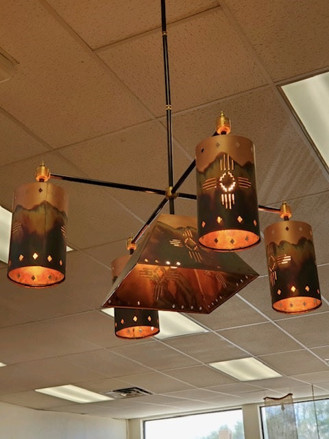 5 Light Copper Chandelier-#1 Ranked New Mexico Salsa &amp; Chile Powder | Made in New Mexico