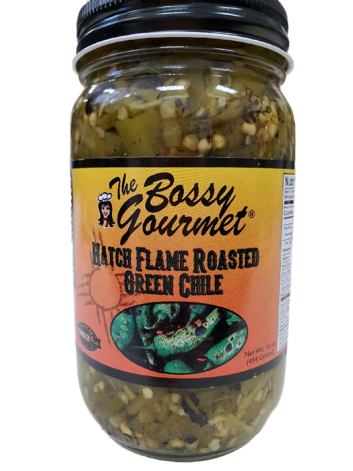 Bossy Gourmet Hatch Flame Roasted Green Chile-#1 Ranked New Mexico Salsa &amp; Chile Powder | Made in New Mexico