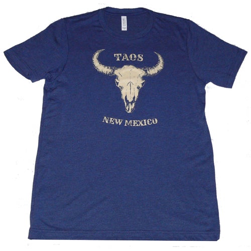 Buffalo Skull Taos Tee Blue-#1 Ranked New Mexico Salsa &amp; Chile Powder | Made in New Mexico